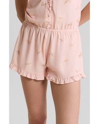 Etam - Solia Floral Swiss Dot Ruffle Trim Sleep Romper - Lyst