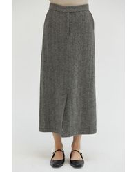 Crescent - Brushed Herringbone Midi Skirt - Lyst