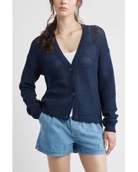 Caslon - Open Stitch Cotton Cardigan - Lyst