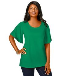 Jessica London - Stretch Knit Flutter Sleeve Tunic - Lyst