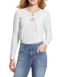Guess - Cecilia Cotton Blend Pointelle Cardigan - Lyst