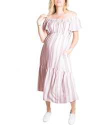 Ingrid & Isabel - Flutter Sleeve Maternity Midi Dress - Lyst