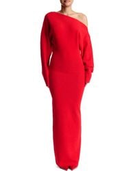Naked Wardrobe - One-Shoulder Long Sleeve Maxi Sweater Dress - Lyst