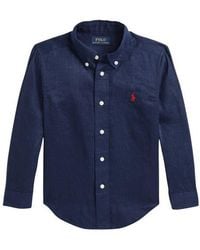 Polo Ralph Lauren - Kids' Solid Linen Button-Down Oxford Shirt - Lyst