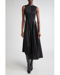 Michael Kors - Pleated Sequin Overlay Satin Sheath Dress - Lyst
