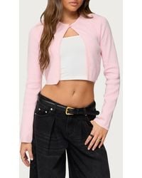 Edikted - Jayne Split Front Knit Crop Cardigan - Lyst