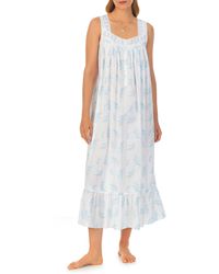 Eileen West - Floral Lace Trim Sleeveless Cotton Ballet Nightgown - Lyst