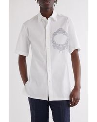 Givenchy - Military Short Sleeve Cotton Blend Button-Up Shirt - Lyst