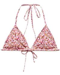 Mango - Floral Print Triangle Bikini Top - Lyst