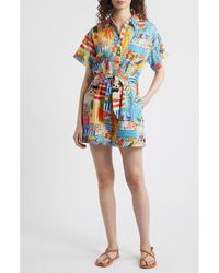 FRNCH - Clemire Print Tie Waist Romper - Lyst