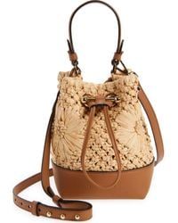 Strathberry - Osette Floral Raffia & Leather Bucket Bag - Lyst
