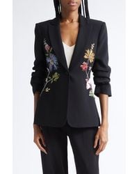 Cinq À Sept - Sequin Floral Scrunched Sleeve Blazer - Lyst