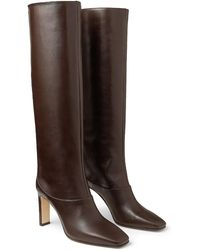 black square toe knee high boots