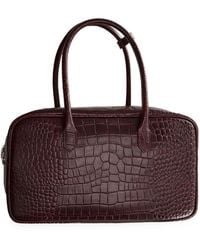 Mango - Croc Embossed Leather Handbag - Lyst