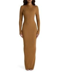 Naked Wardrobe - Rib Long Sleeve Body-Con Sweater Dress - Lyst