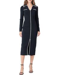 Endless Rose - Contrast Trim Long Sleeve Knit Dress - Lyst