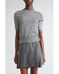 Thom Browne - 4-Bar Short Sleeve Wool Blend Sweater - Lyst