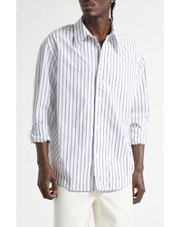 Ami Paris - Stripe Cotton Poplin Button-Up Shirt - Lyst