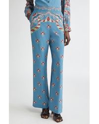Etro - Floral Paisley Silk Flare Leg Pants - Lyst