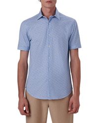 Bugatchi - Miles Ooohcotton Abstract Print Short Sleeve Button-Up Shirt - Lyst