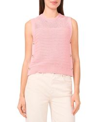 Halogen® - Open Stitch Sleeveless Cotton Side Button Sweater - Lyst