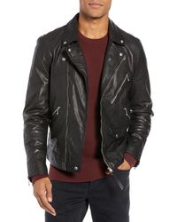 Allsaints Holt Slim Fit Leather Biker Jacket In Black For Men Lyst Holt Slim Fit Leather Biker Jacket