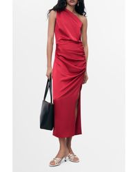 Mango - Asymmetric One-Shoulder Satin Cocktail Dress - Lyst