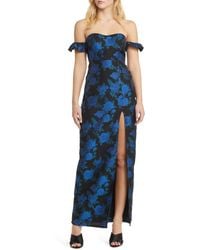 Lulus - Exceptional Occasion Floral Jacquard Off The Shoulder Gown - Lyst