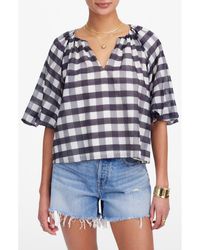Madewell - Gingham Bubble Sleeve Top - Lyst
