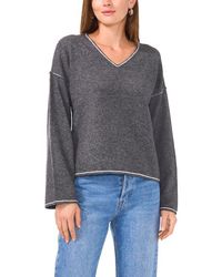 Vince Camuto - Contrast Detail V-Neck Sweater - Lyst