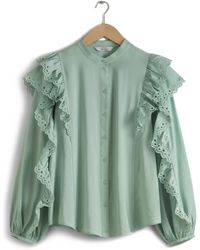 & Other Stories - & Ernestine Eyelet Ruffle Button-up Shirt - Lyst