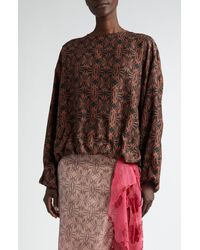 Dries Van Noten - Graphic Butterfly Print Loose Fit Silk Cocoon Top - Lyst