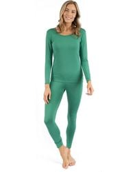 Leveret - Two-Piece Thermal Long Sleeve Solid Pajamas - Lyst