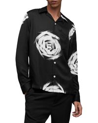 AllSaints - Rose Galaxy Relaxed Fit Floral Long Sleeve Camp Shirt - Lyst