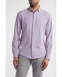 Stone Rose - Trim Fit Techno Stretch Stripe Performance Button-Up Shirt - Lyst