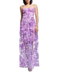 Dress the Population - Melissa Sequin Floral Appliqué Strapless Gown - Lyst