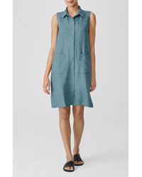 Eileen Fisher - Sleeveless Organic Linen Shirtdress - Lyst