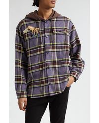 Undercover - Beaded Hooded Plaid Button-up Shirt - Lyst