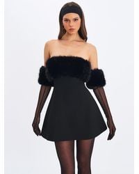 Miss Circle - Evelyn Faux Fur-Trimmed Mini A-Line Dress - Lyst
