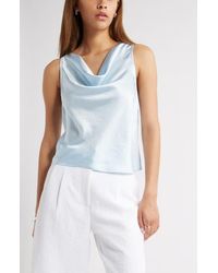 Open Edit - Sleeveless Cowl Neck Satin Top - Lyst