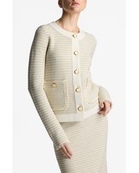 St. John - Stripe Metallic Tweed Crop Jacket - Lyst
