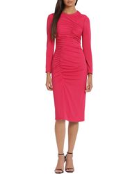 DONNA MORGAN FOR MAGGY - Ruched Long Sleeve Knit Dress - Lyst