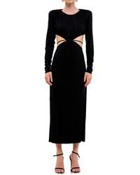 Grey Lab - Cutout Waist Long Sleeve Cotton Dress - Lyst