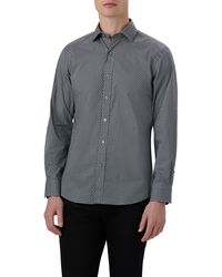 Bugatchi - Axel Shaped Fit Geometric Print Stretch Cotton Button-up Shirt - Lyst