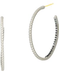 Freida Rothman - Twisted Cable And Pavé Cubic Zirconia Hoop Earrings - Lyst