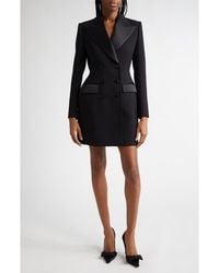 Dolce & Gabbana - Hourglass Double Breasted Long Wool & Silk Blend Tuxedo Jacket - Lyst