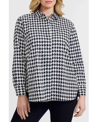 Foxcroft - Meghan Houndstooth Cotton Button-Up Shirt - Lyst