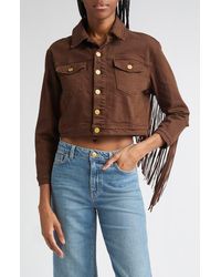 L'Agence - Koda Fringe Crop Denim Jacket - Lyst