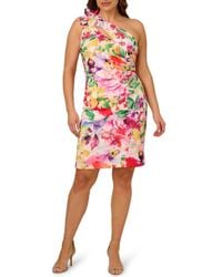 Adrianna Papell - Print Cutout One-Shoulder Sheath Dress - Lyst