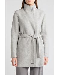 SOIA & KYO - Kenia Funnel Neck Wool Blend Wrap Coat - Lyst